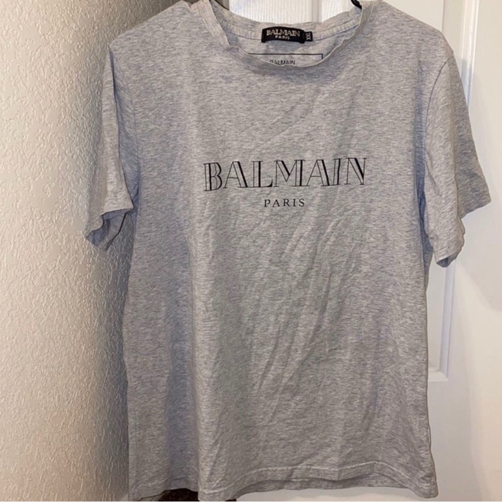 Balmain Light Gray Short Sleeve Tee